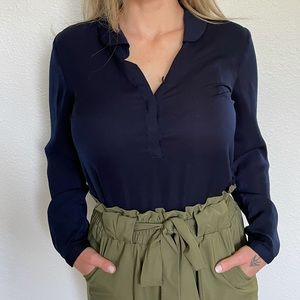 Silky Navy Blouse